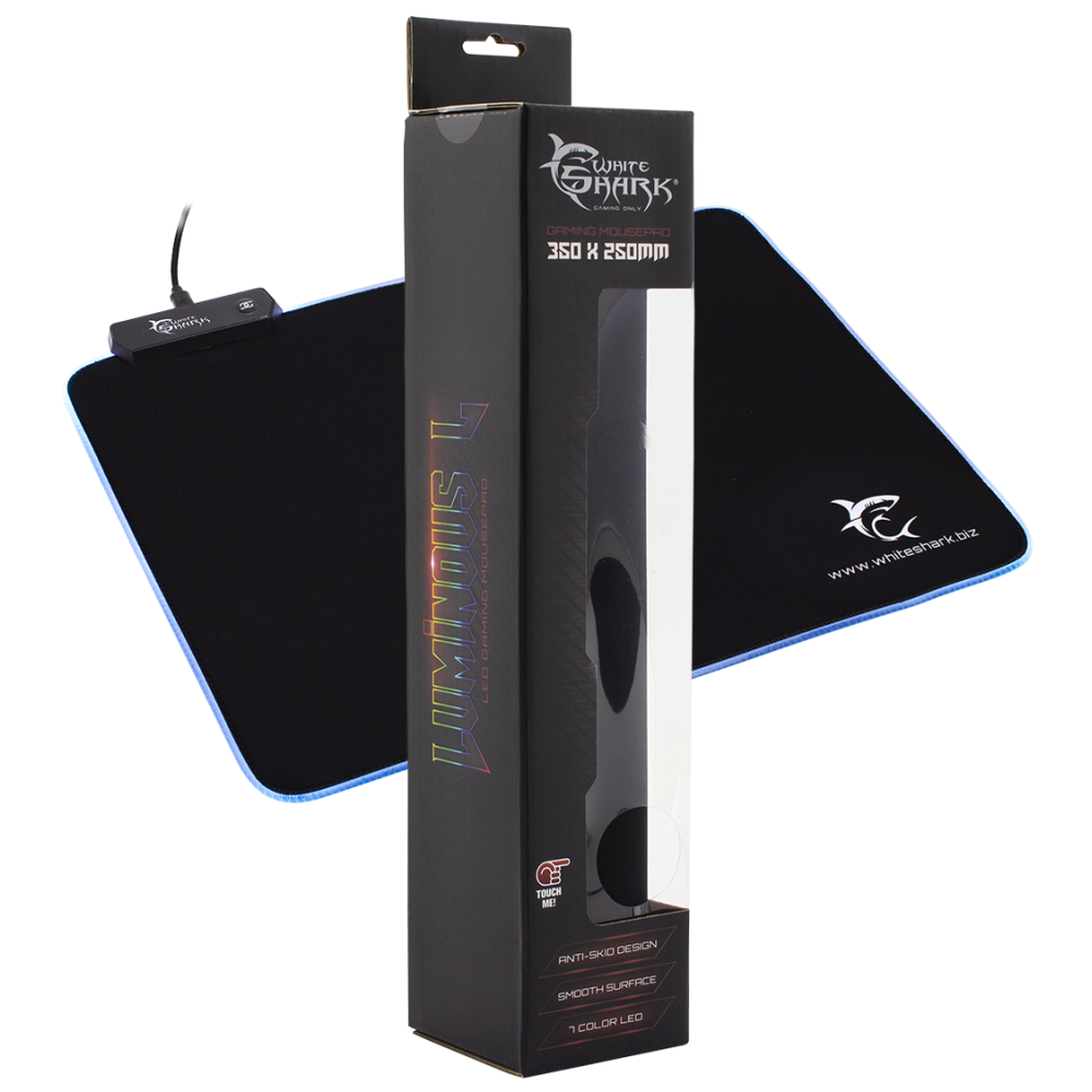 Tapis Souris White Shark LUMINOS L LED 35 x 25 cm