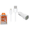 Chargeur Allume Cigare Hytech + Câble Lightning / HY-X44 / 3.4A / Blanc