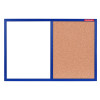 Tableau Mixte Blanc magnétique et Liège cadre en bois 60 x 40 / Bleu Foncé