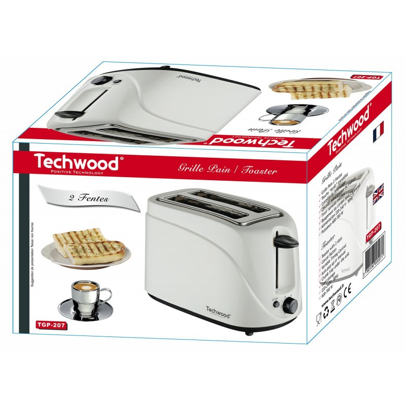 Grille Pain 2 Fentes Techwood TGP-202 / Blanc