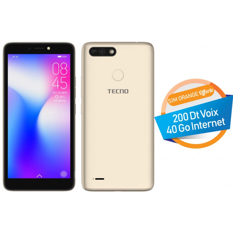 Telephone Portable Tecno Pop 2 Power 4g Double Sim Gold Sim Orange Offerte 40 Go