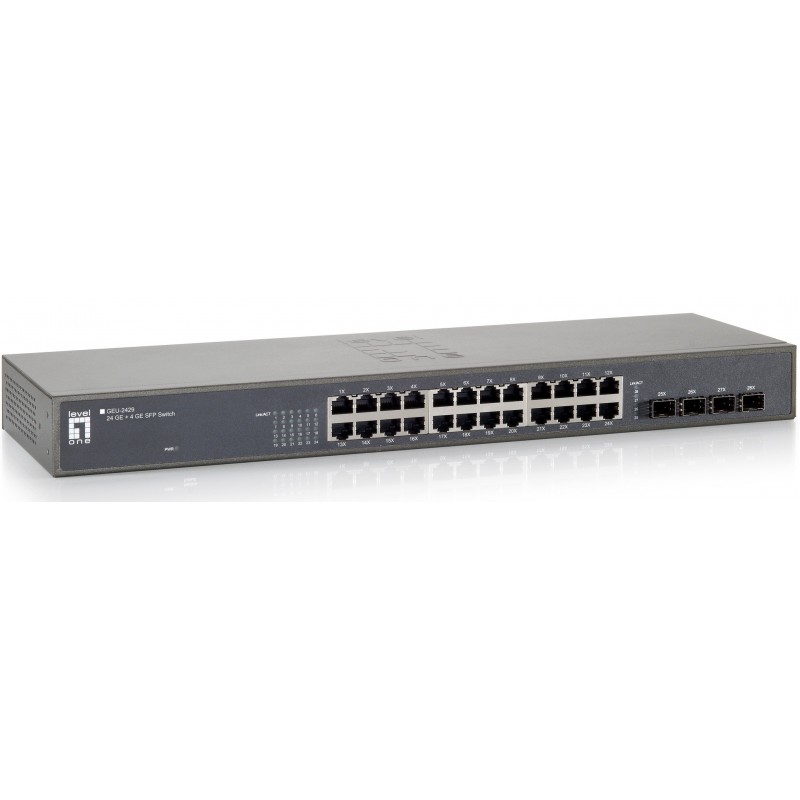 Switch 19" 1U - 24 Ports Gigabit + 4 Ports SFP Giga