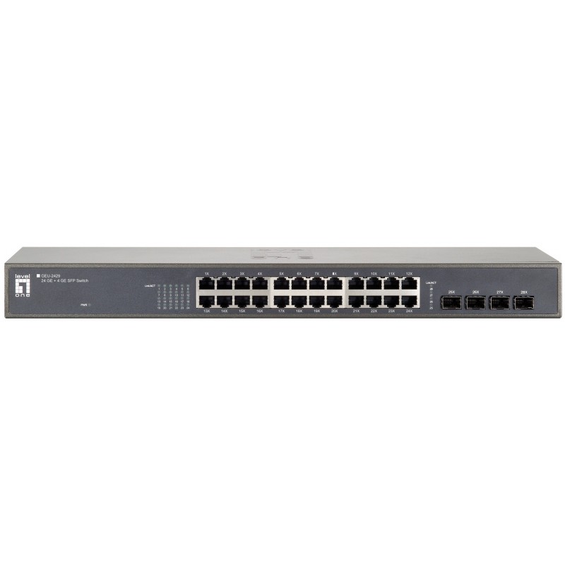 Switch 19" 1U - 24 Ports Gigabit + 4 Ports SFP Giga