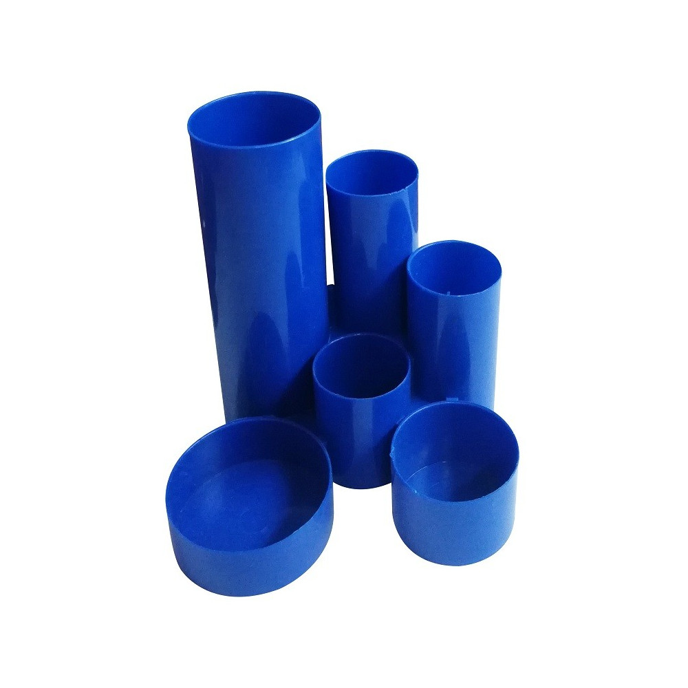 Porte-stylos en plastique 6 compartiments / Bleu