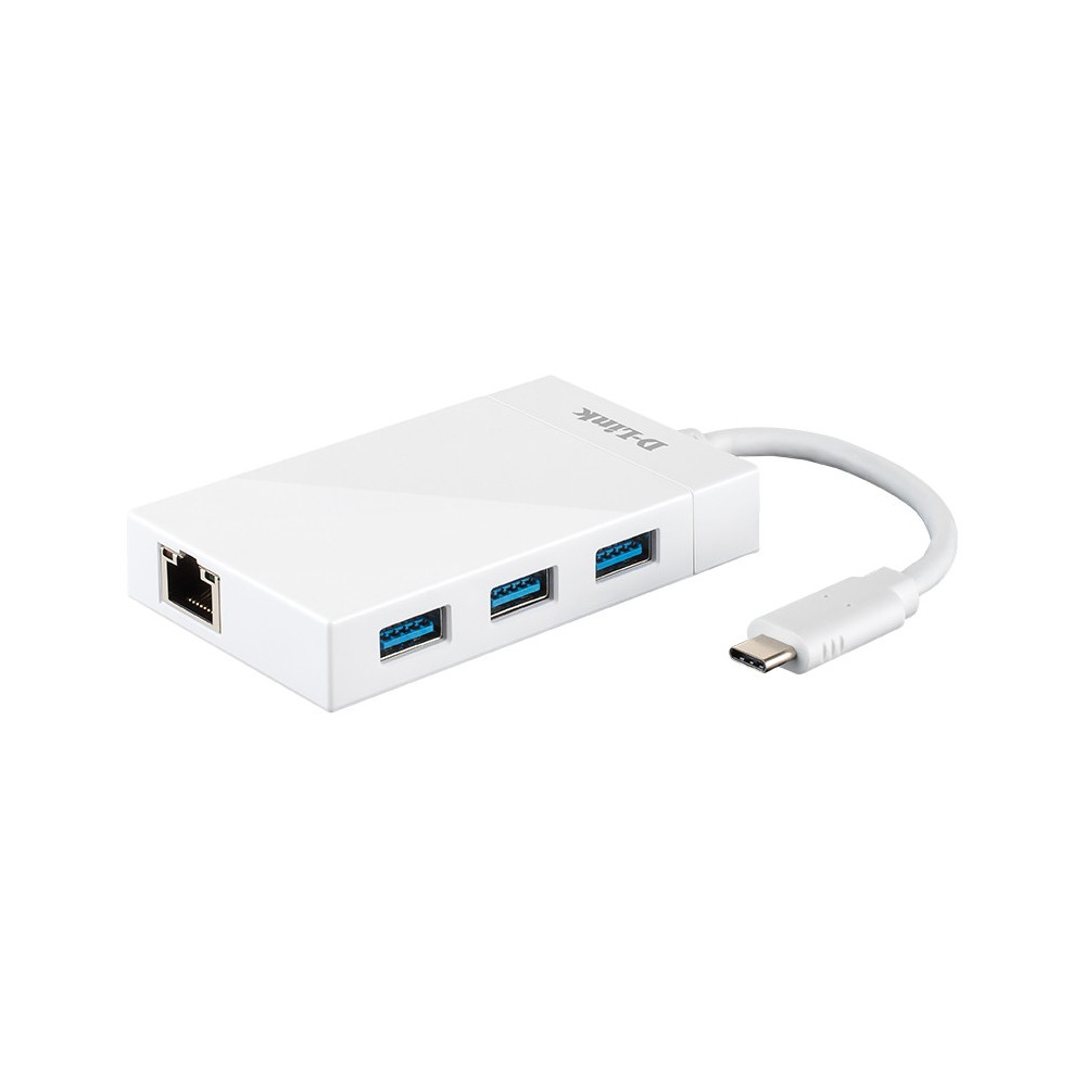 Hub USB Type C vers 3 Ports USB D-Link DUB-D410 + Port Réseau RJ45