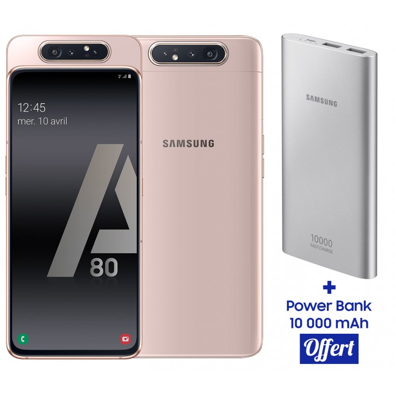 Téléphone Portable Samsung Galaxy A80 / Gold + SIM Orange 60 Go + Power Bank 10 000 mAh Offert image 0