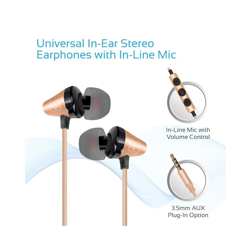 Écouteurs stéréo intra-auriculaires universels avec micro Promate Clavier / Gold