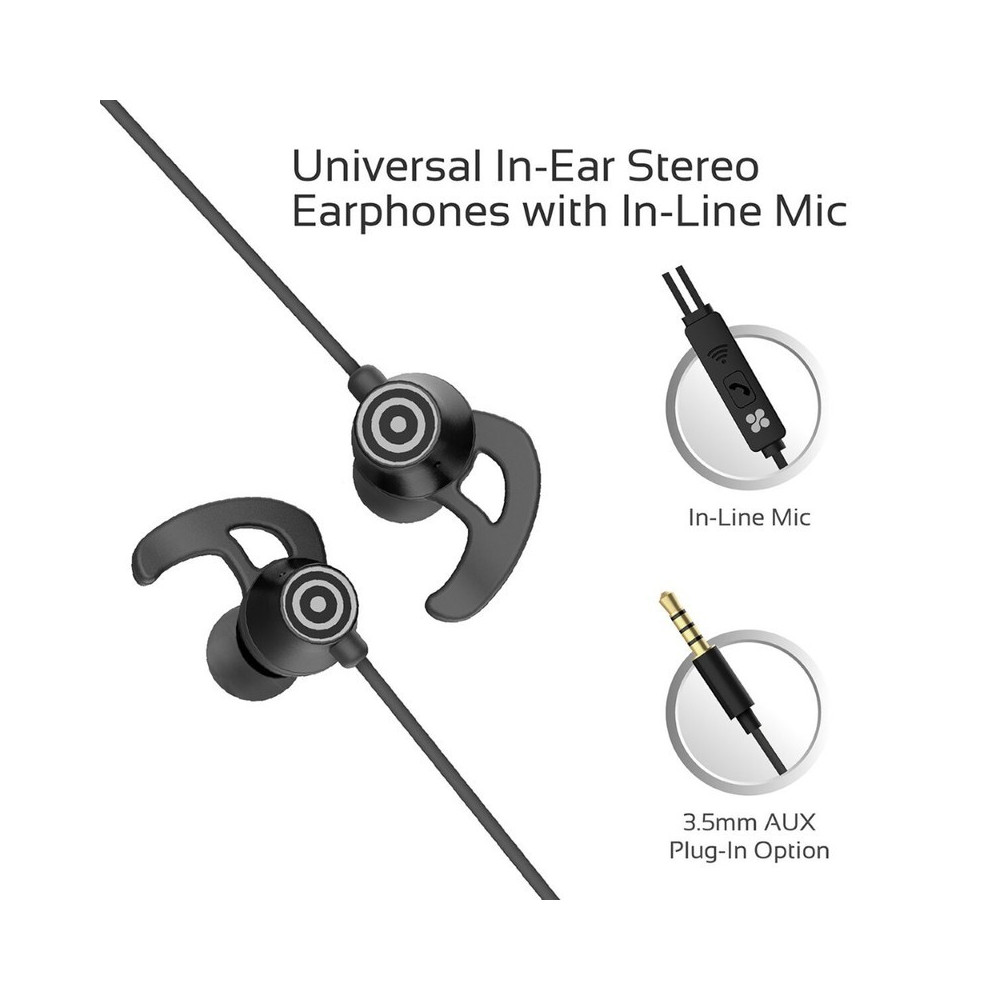 Écouteurs stéréo intra-auriculaires avec micro Promate Swift / Noir