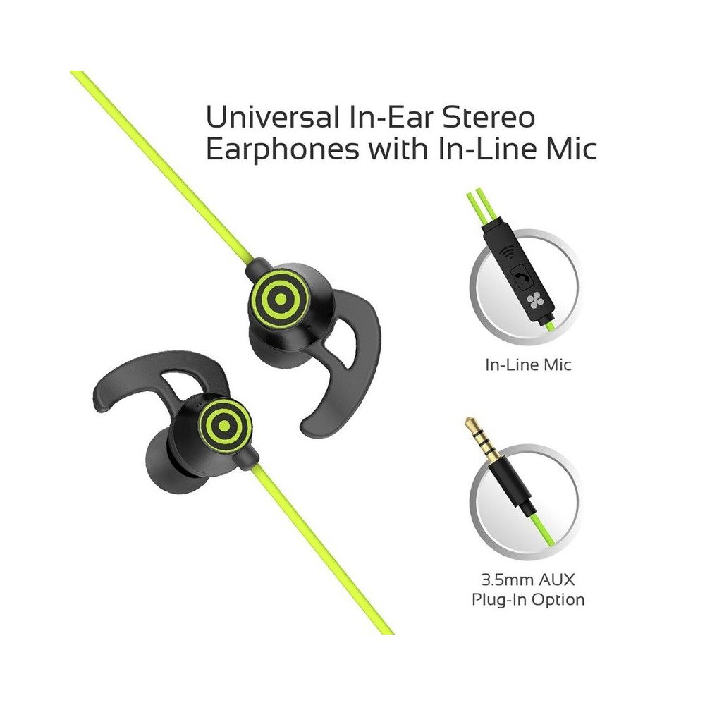 Écouteurs stéréo intra-auriculaires avec micro Promate Swift / Vert