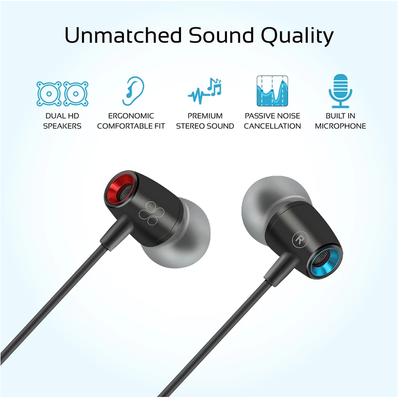 Ecouteur Casque Filaire Sport Stereo Intra-auriculaire Oreillette H13 Noir