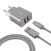 Chargeur Secteur KSix 2 USB / USB Type C / Silver