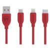 Câble Lenyes LC768 3en1 USB vers Micro USB / Type C / Lightning / Rouge