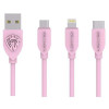 Câble Lenyes LC768 3en1 USB vers Micro USB / Type C / Lightning / Rose