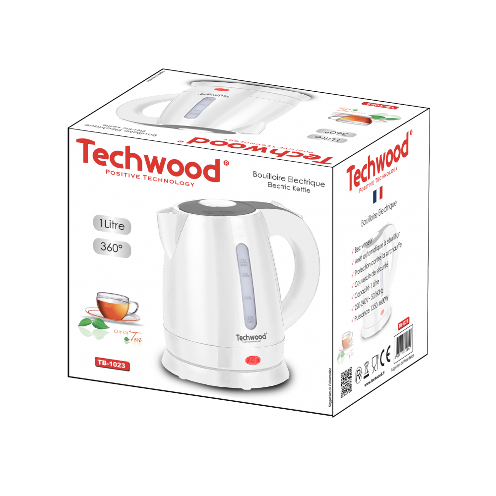 Bouilloire électrique sans fil Techwood TB-1023