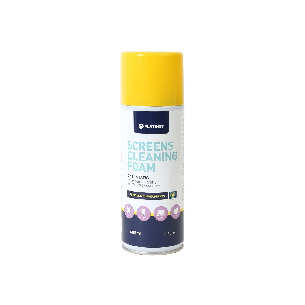 Mousse de nettoyage antistatique et anti bactérien Platinet pour écrans 400 ml