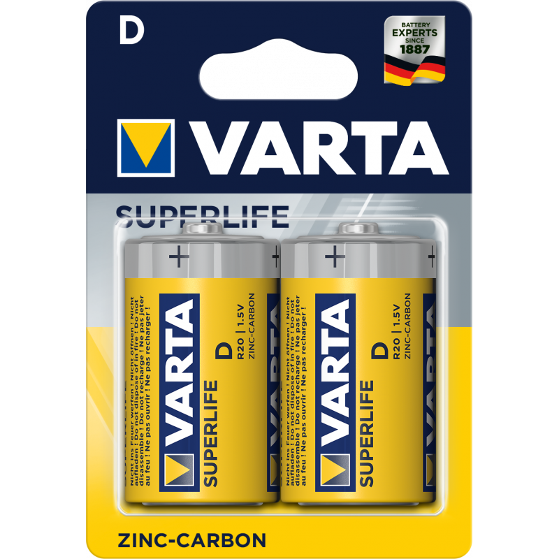 2x Piles Varta Superlife D / R20 / 1.5V