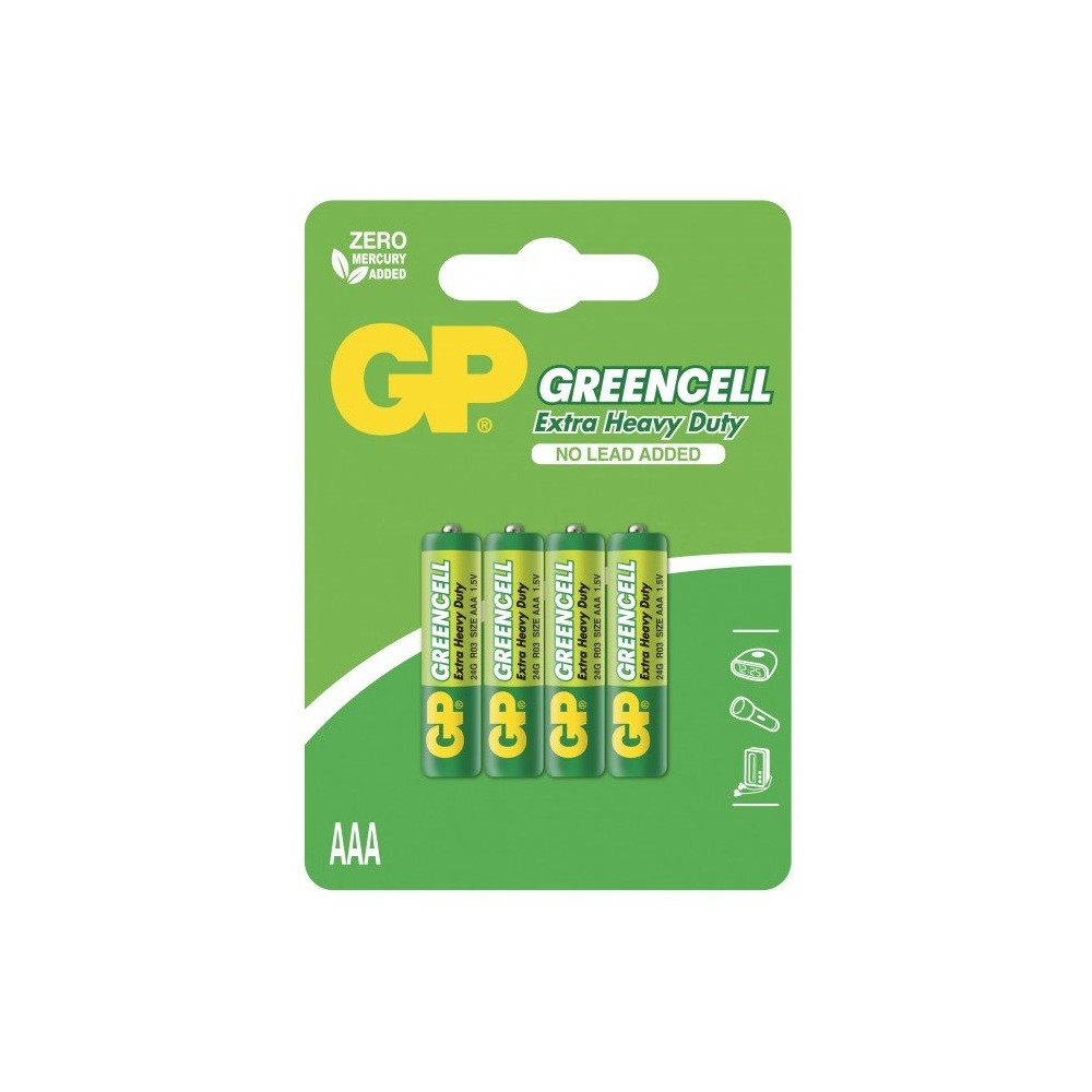 4x Piles AAA GP Greencell Extra Heavy Duty / R03 / 1.5V