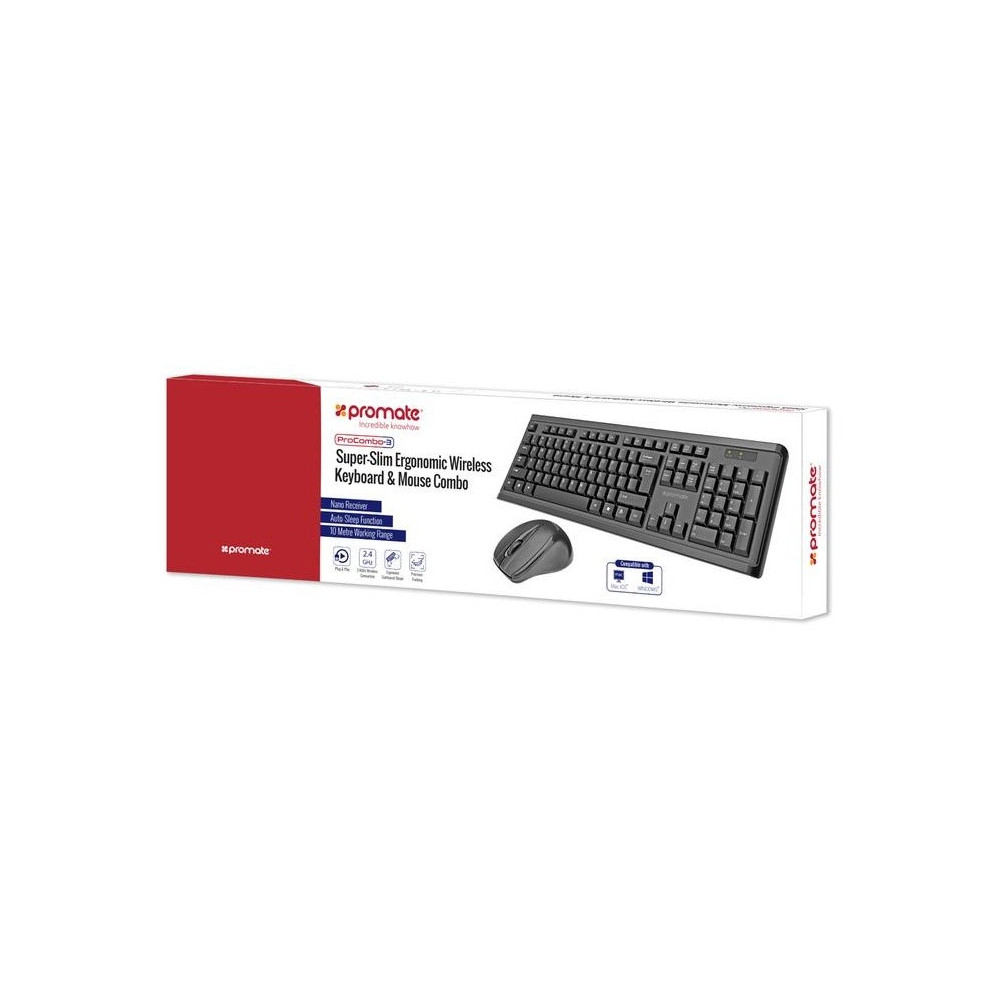 Ensemble Clavier et Souris Sans Fil Promate proCombo-3
