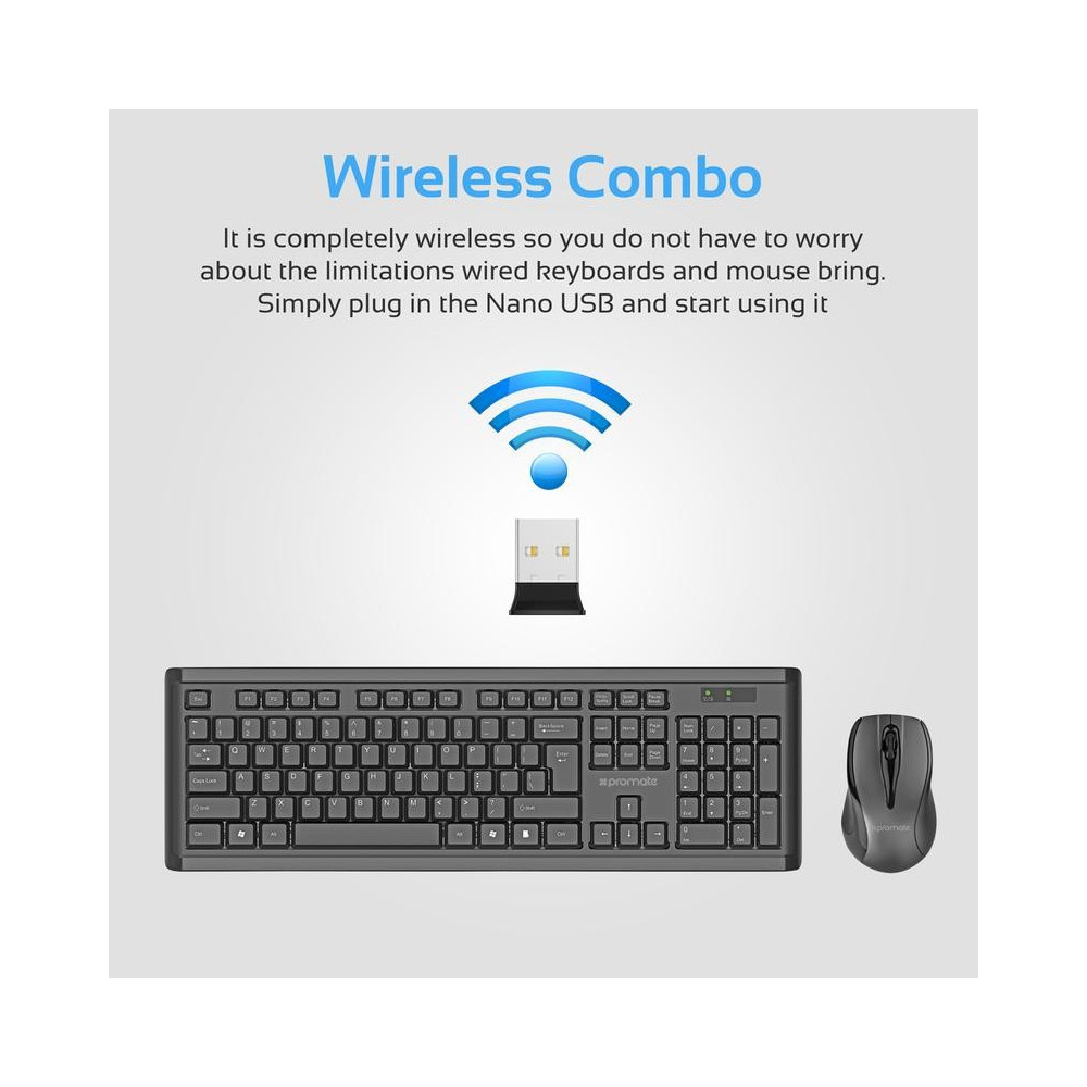 Ensemble Clavier et Souris Sans Fil Promate proCombo-3