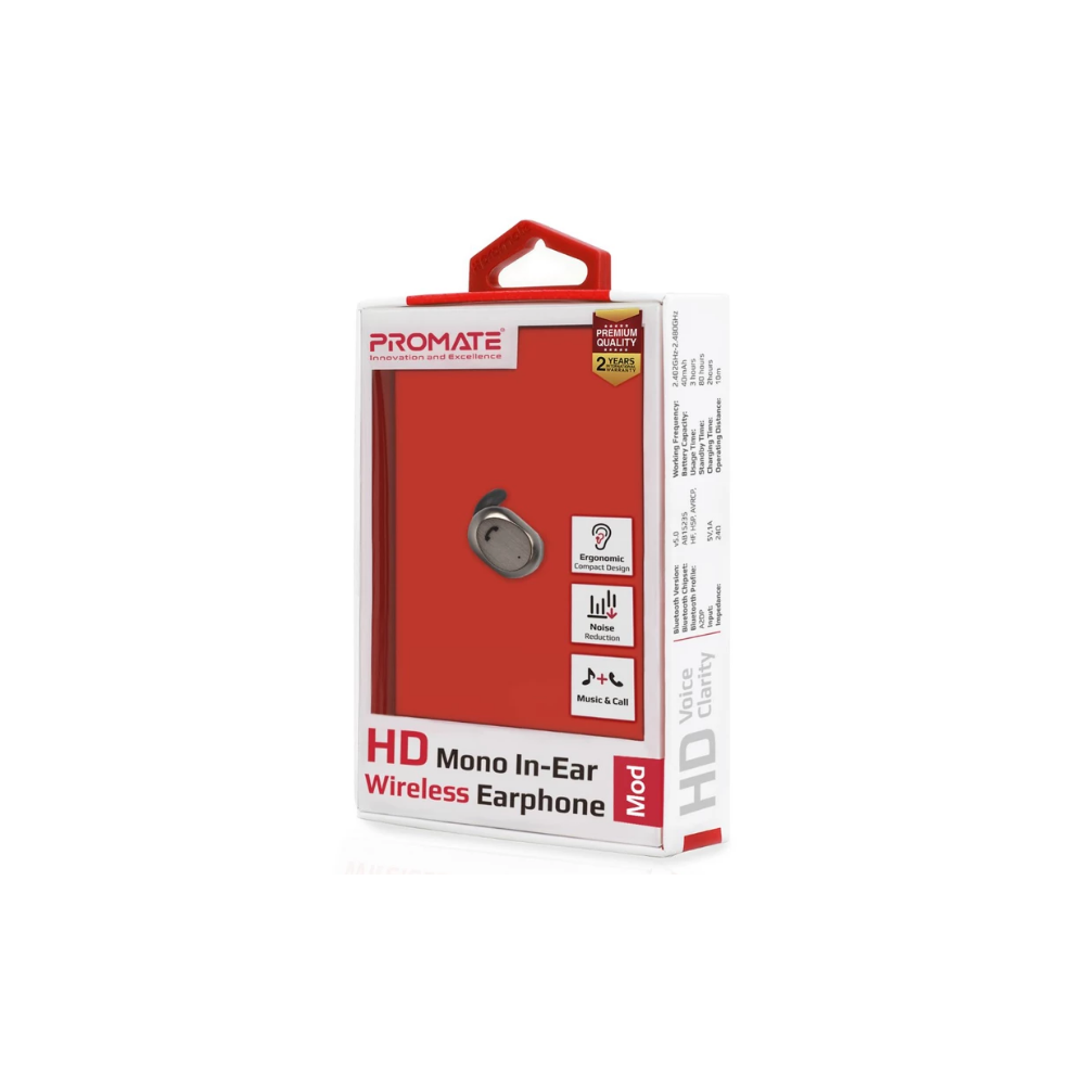Écouteur intra-auriculaire sans fil HD Mono Promate Mod / Noir