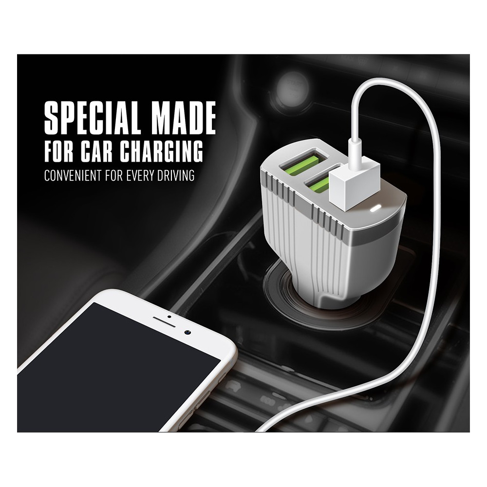 Chargeur Allume Cigare LDNIO C702Q 3x USB 3.6A / Blanc