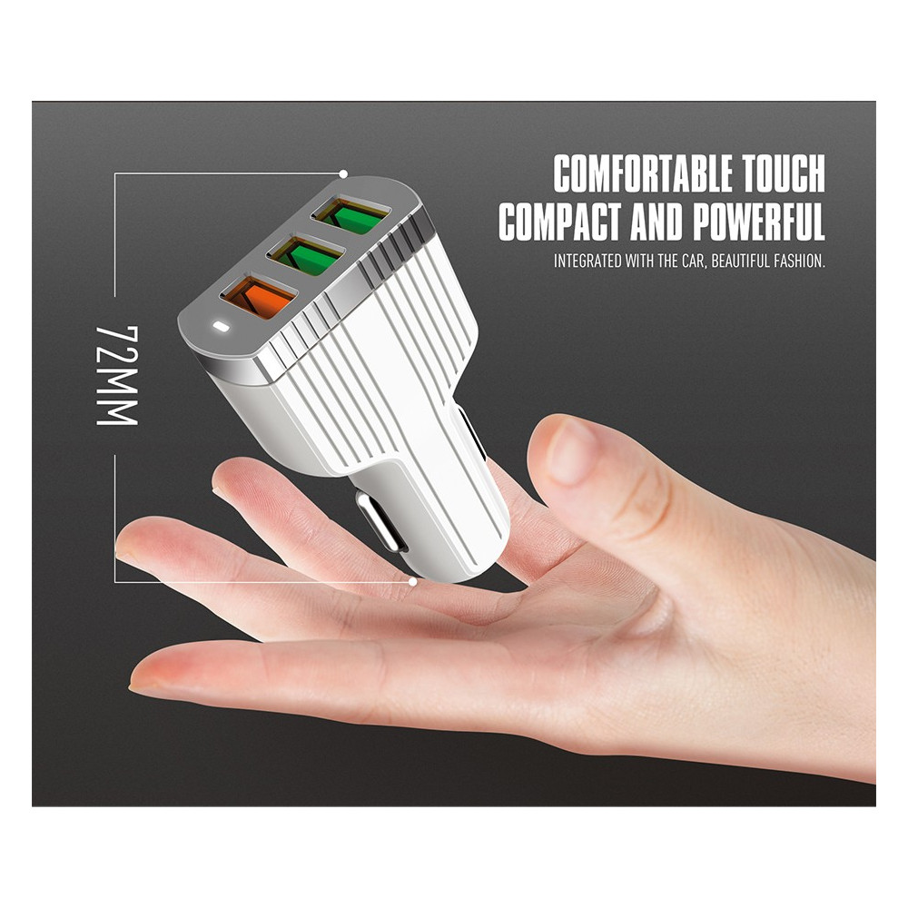 Chargeur Allume Cigare LDNIO C702Q 3x USB 3.6A / Blanc