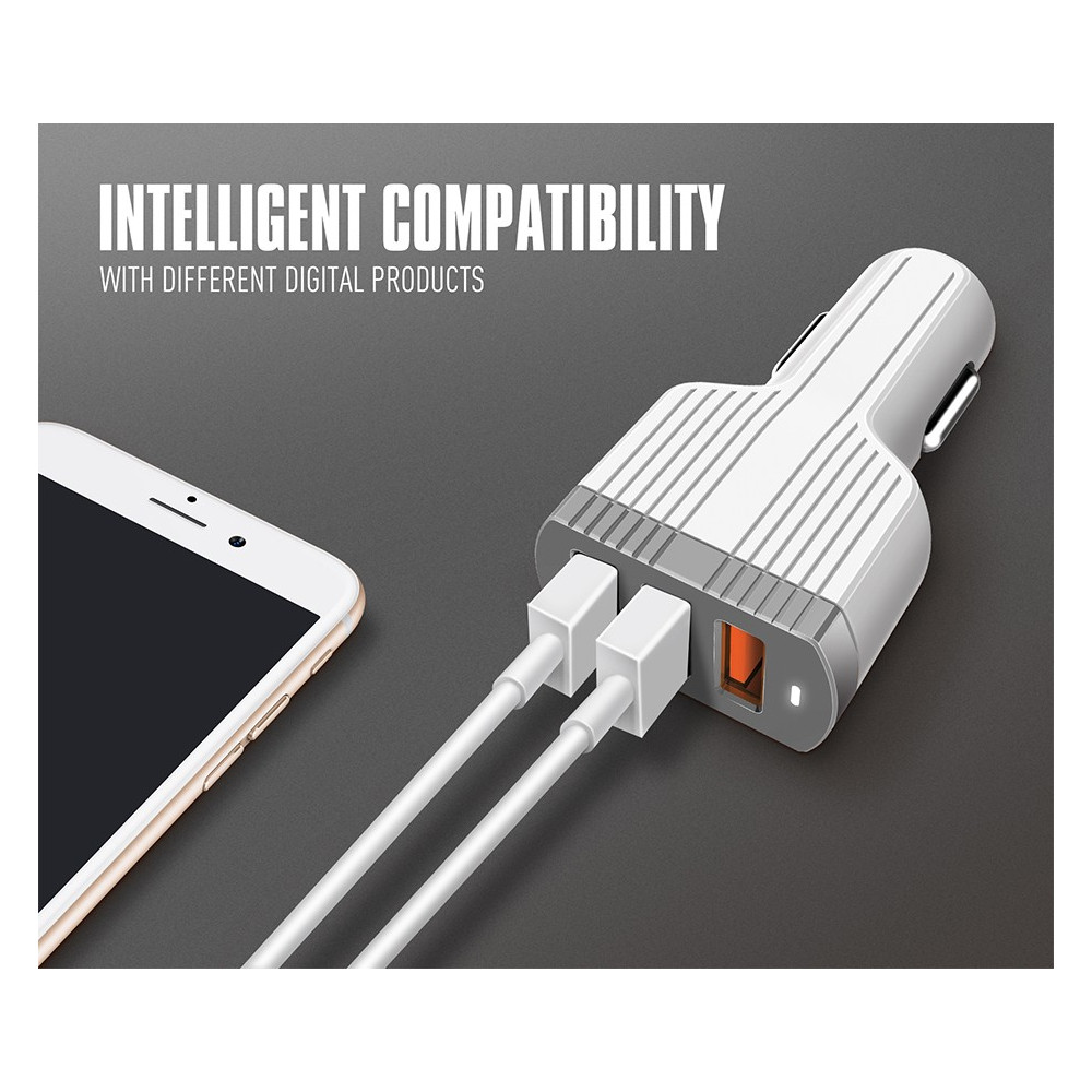 Chargeur Allume Cigare LDNIO C702Q 3x USB 3.6A / Blanc