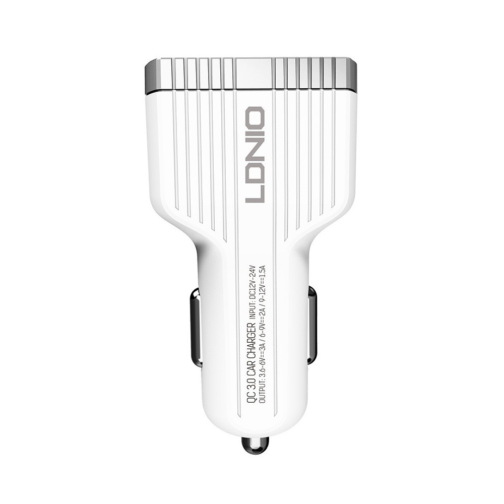 Chargeur Allume Cigare LDNIO C702Q 3x USB 3.6A / Blanc
