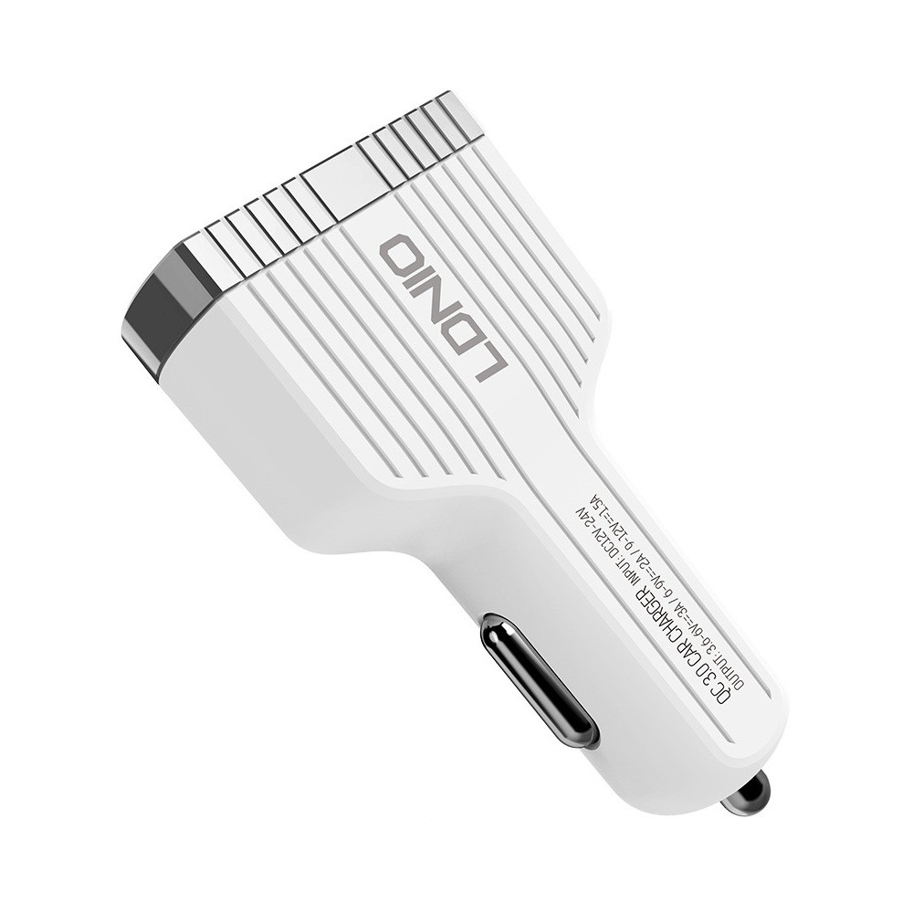 Chargeur Allume Cigare LDNIO C702Q 3x USB 3.6A / Blanc