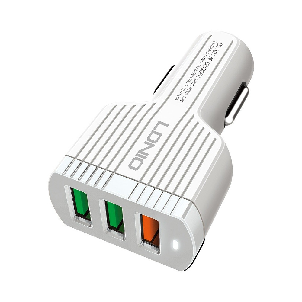 Chargeur Allume Cigare LDNIO C702Q 3x USB 3.6A / Blanc