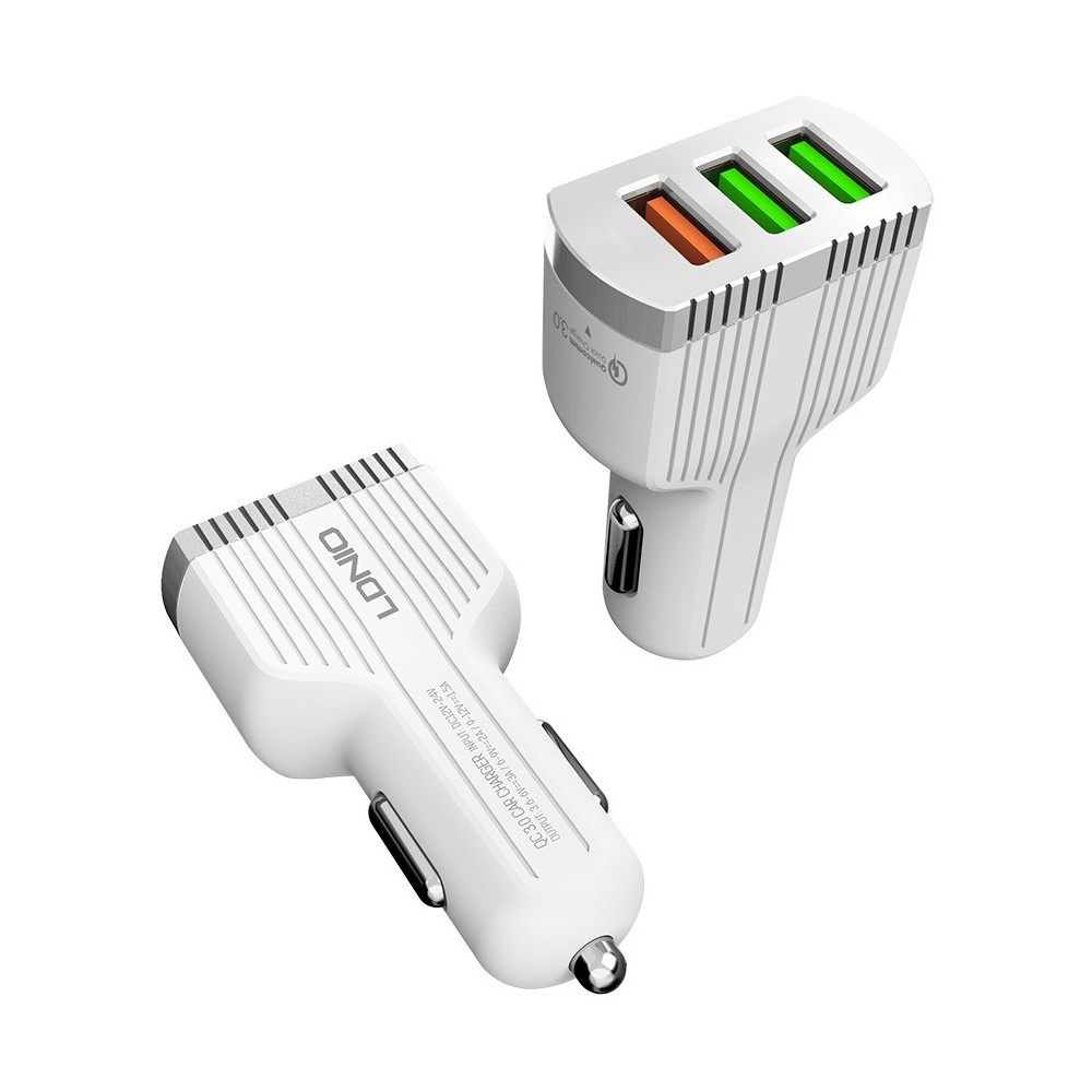Chargeur Allume Cigare LDNIO C702Q 3x USB 3.6A / Blanc