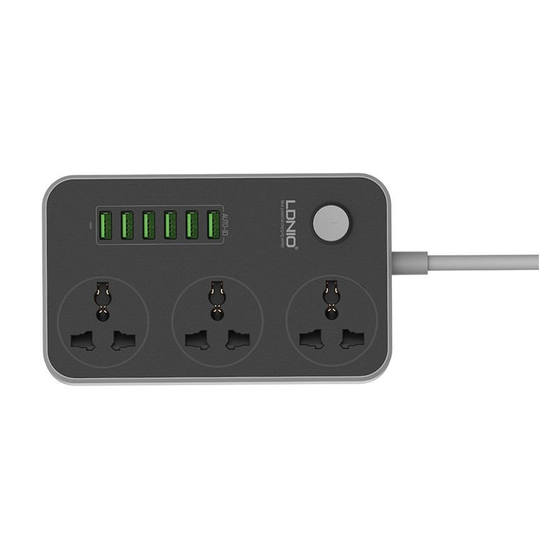 Multiprise LDNIO 3 prises / 6x USB / Noir