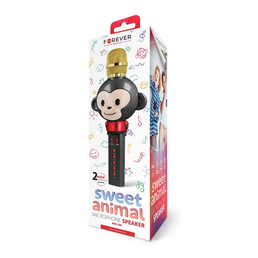 Microphone avec haut-parleur Bluetooth Forever Sweet Animal AMS-100 / Noir