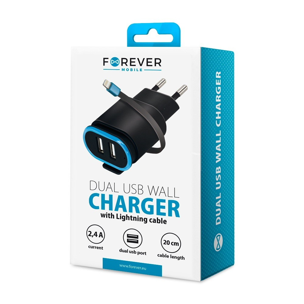 Chargeur secteur Forever TC-02 2x USB 2.4A / Lightning
