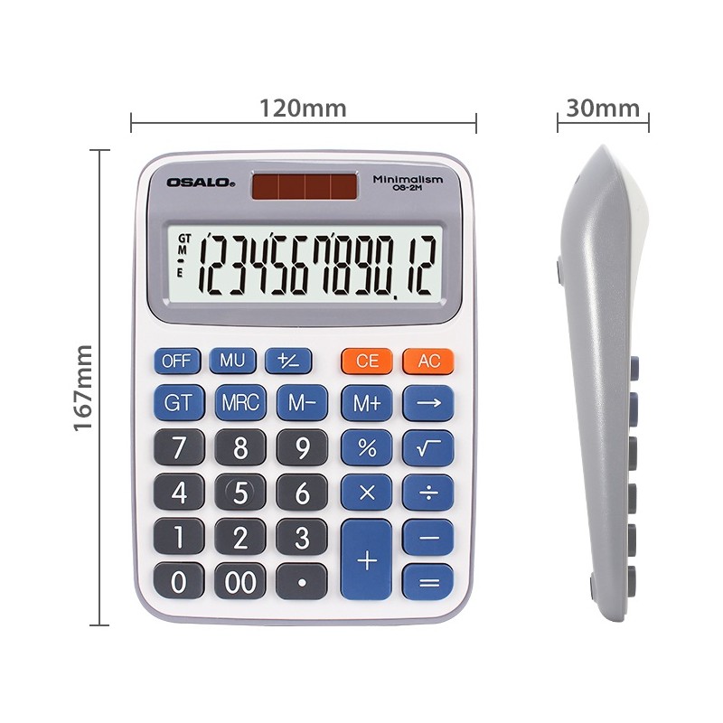 Nutabevr 2 pièce 12 Chiffres Calculette de Bureau Solaire et à