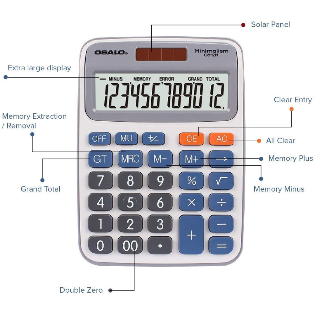 Calculatrice de bureau 12 chiffres OSALO OS-2M