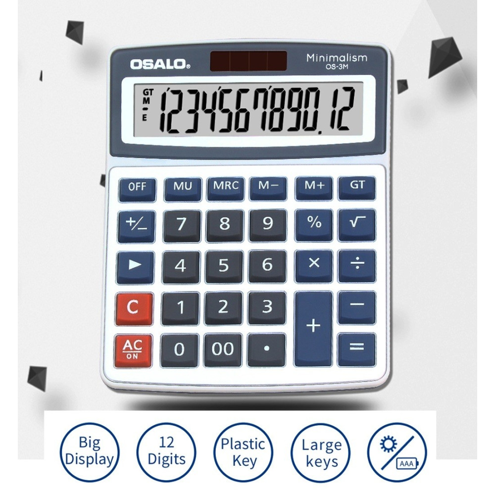 Calculatrice de bureau 12 chiffres OSALO OS-3M