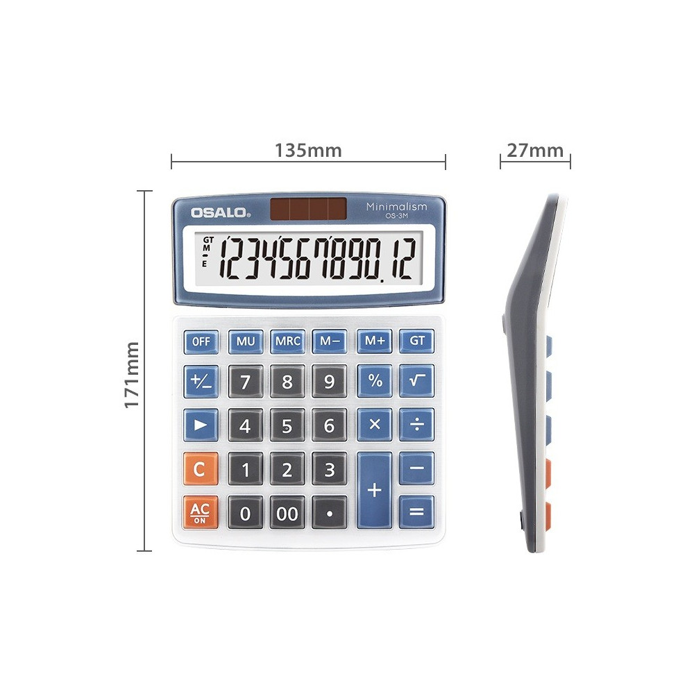Calculatrice de bureau 12 chiffres OSALO OS-3M