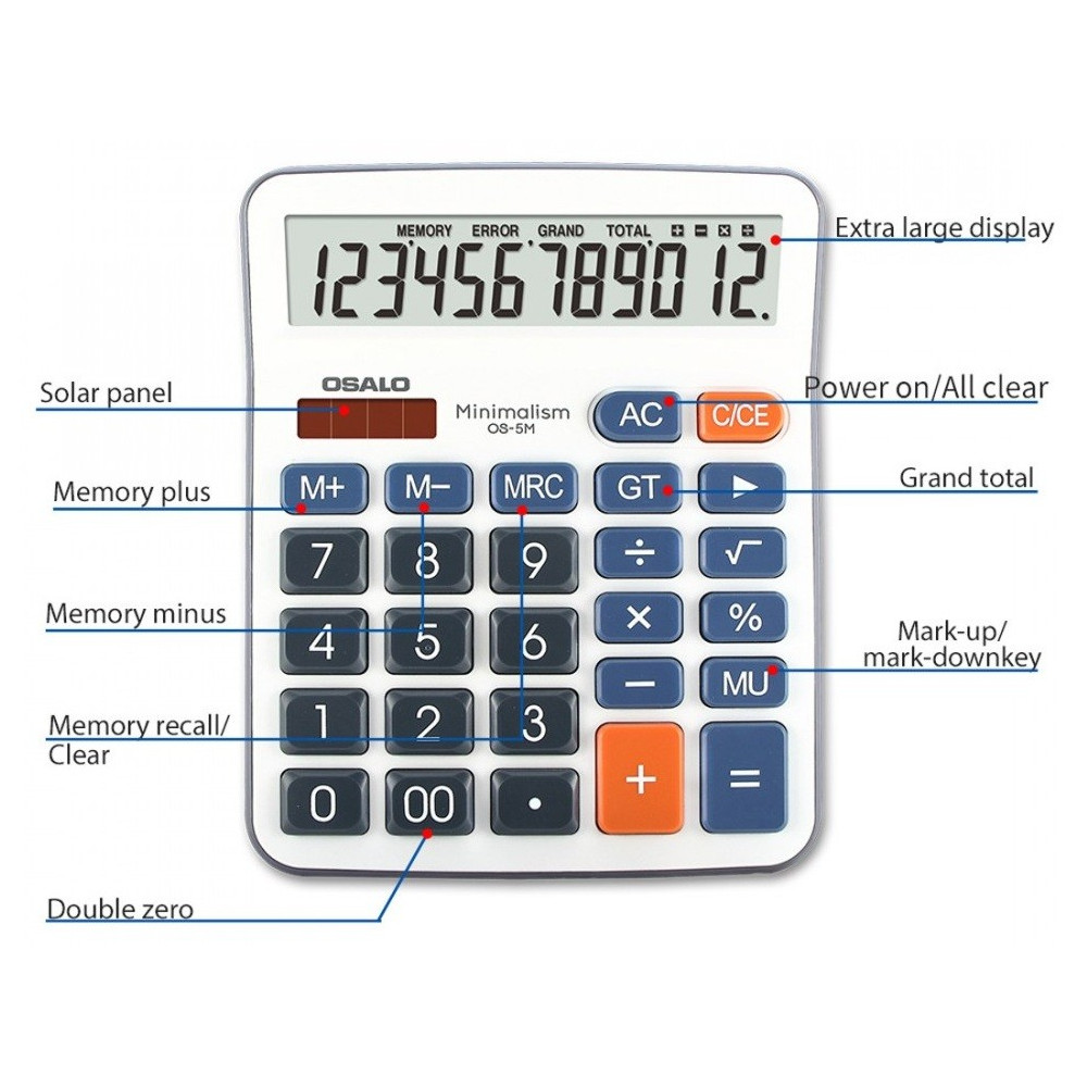 Calculatrice de bureau 12 chiffres OSALO OS-5M