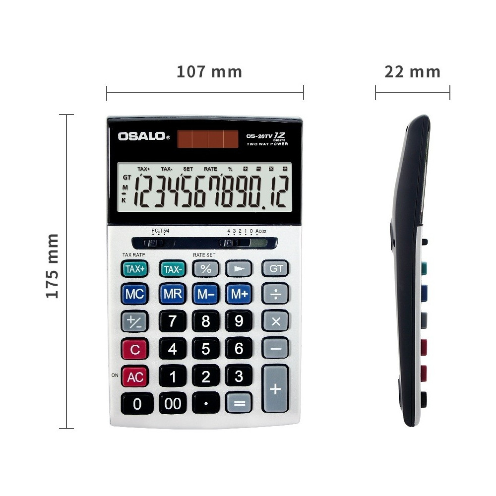 Calculatrice de bureau 12 chiffres OSALO OS-20TV