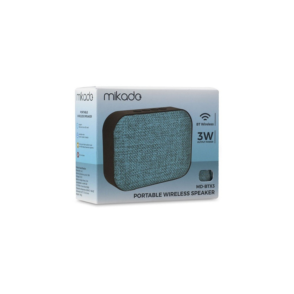 Haut Parleur de poche Bluetooth Mikado BTX3 / 3W / Bleu