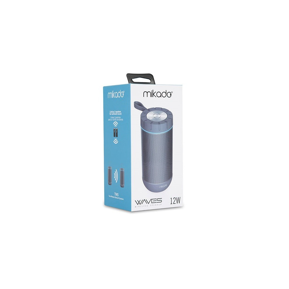 Haut Parleur Bluetooth Mikado MD-X26BT Waves Étanche Métallique / 12W / Bleu