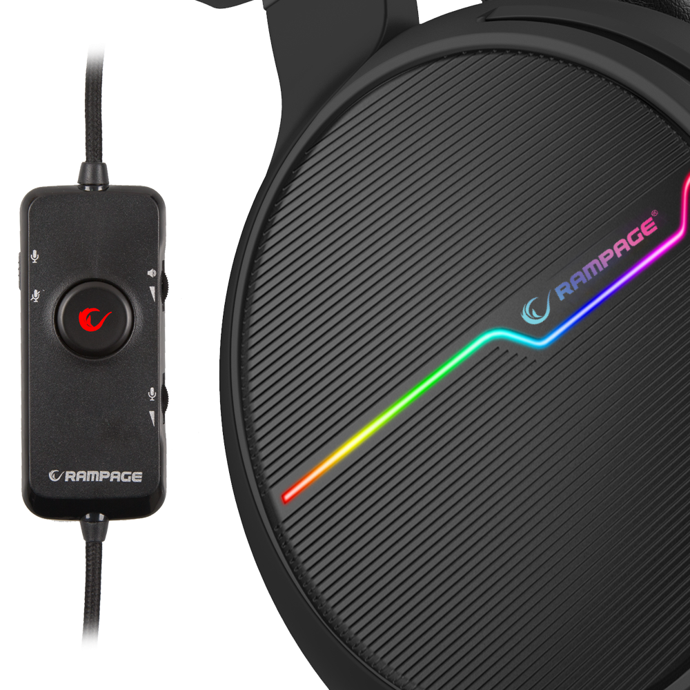 Casque Micro Gaming RGB USB 7.1 Rampage RGW9 COMFORT