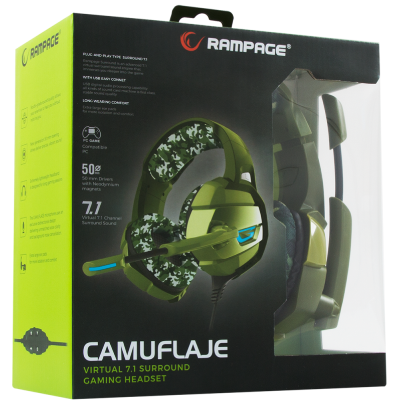 Casque avec Micro USB Gaming Rampage Amazing RM-K10 / 7.1 / RGB / PS4 et PC