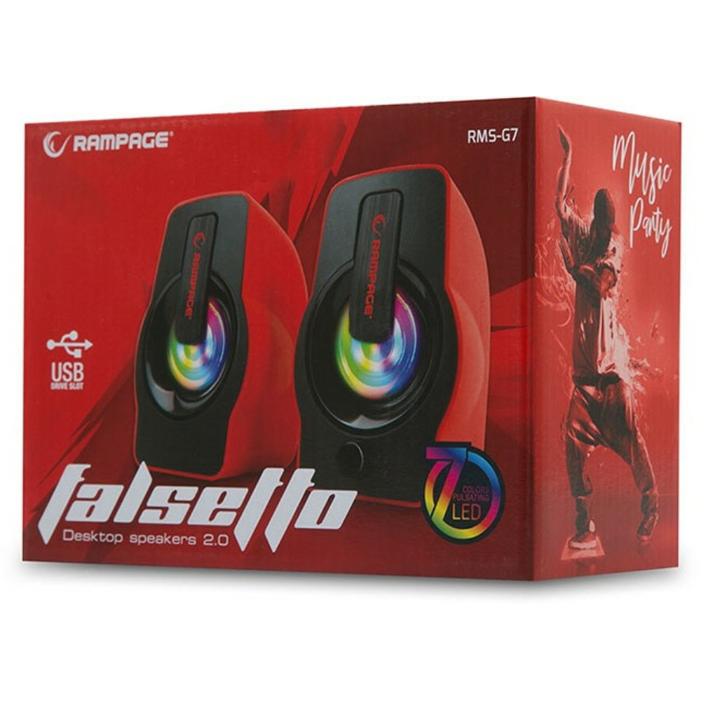 Haut Parleur USB Rampage 2.0 RMS-G7 / 6W / Rouge