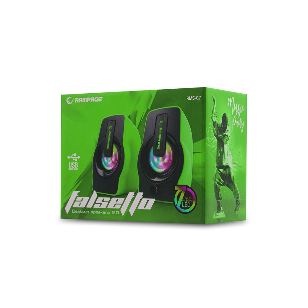 Haut Parleur USB Rampage 2.0 RMS-G7 / 6W / Vert