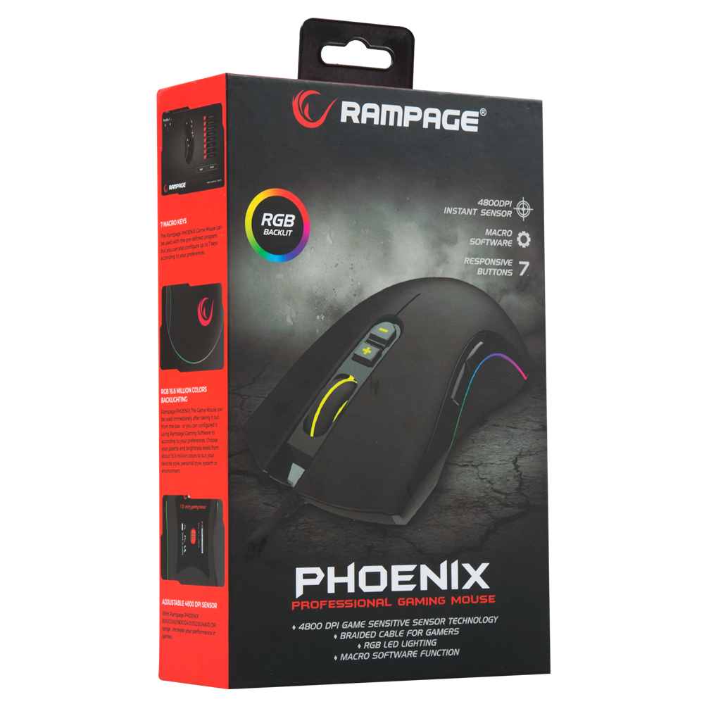 Souris Gaming USB RGB Rampage SMX-R22 PHOENIX / 4800 dpi