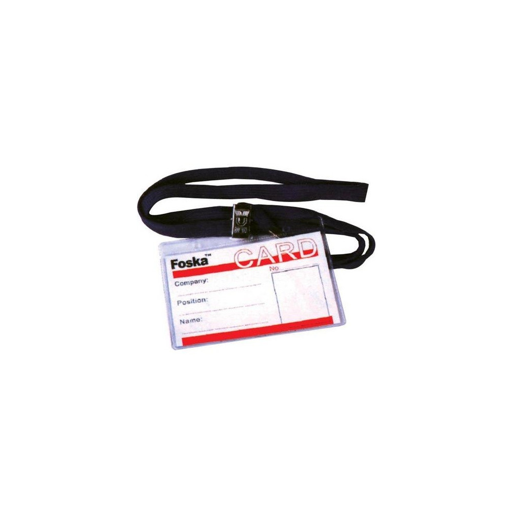 50x Porte-Badge avec cordon noir