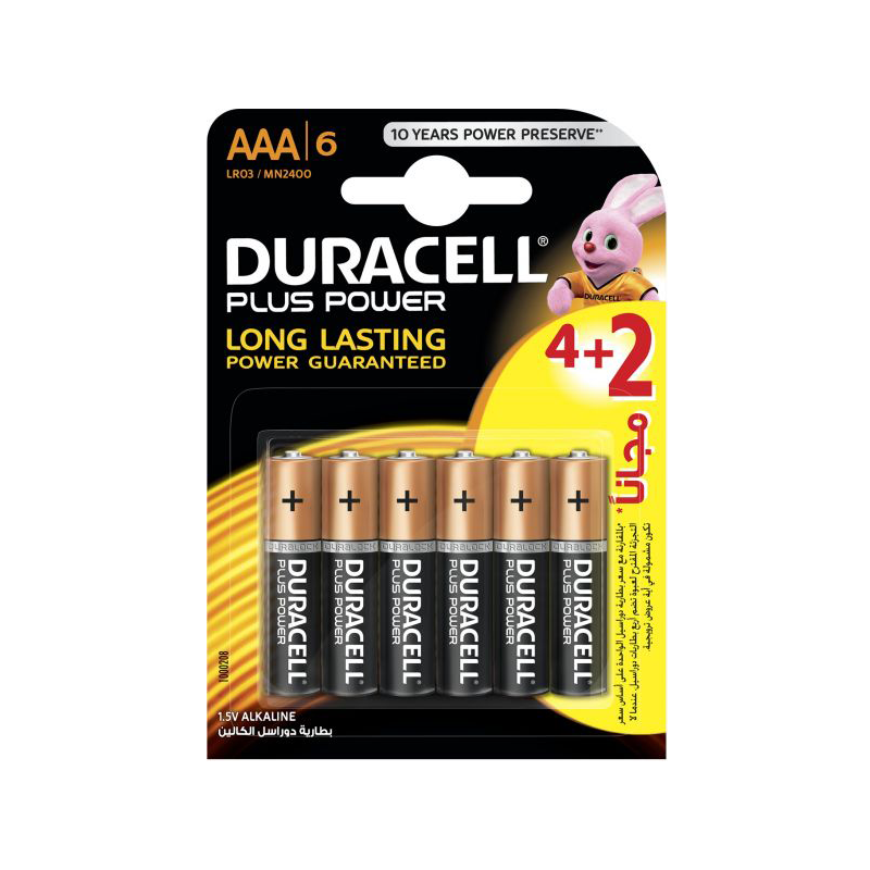 6x Piles Duracell Alkaline Power Plus AAA