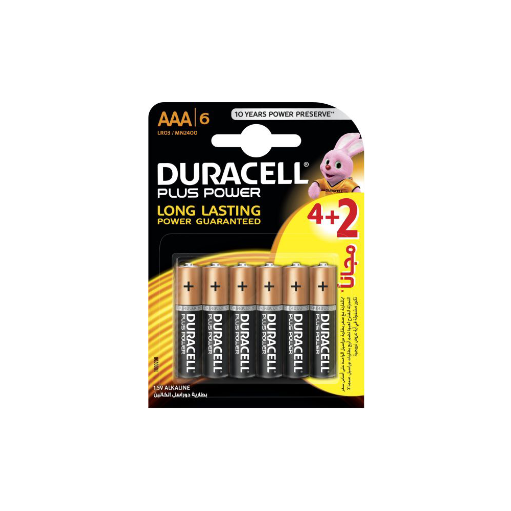 6x Piles Duracell Alkaline Power Plus AAA